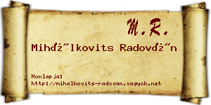 Mihálkovits Radován névjegykártya